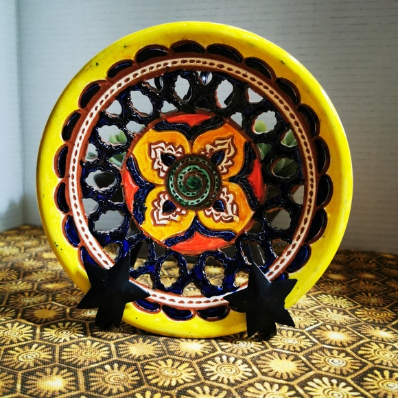 Tito Ubeda Red Clay Pottery Lattice Decorative Plate Andalusian Pottery - Picture 13 of 16